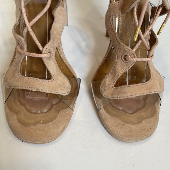JAGGAR Lace Up Genuine Suede Strappy Stilettos Heel Sandals size 37 - Picture 4 of 8